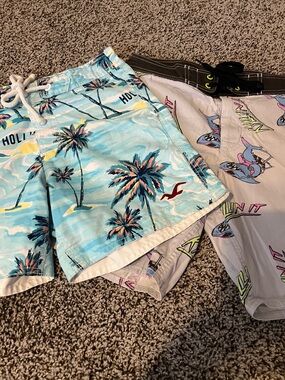 Men’s XS Swim Trunks Bundle Hollister American Eagle Graphic Board Shorts